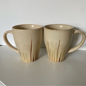Pier 1 Imports Sanctuary Mugs Stoneware Set Of 2 Coffee Cups Mug Cup Beige